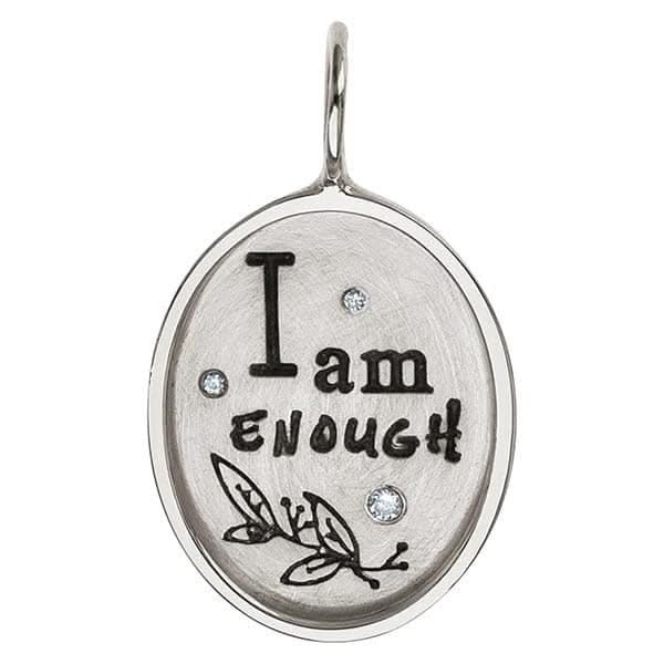 HEATHER B. MOORE Small Oval Frame "I Am Enough" Diamond Charm
