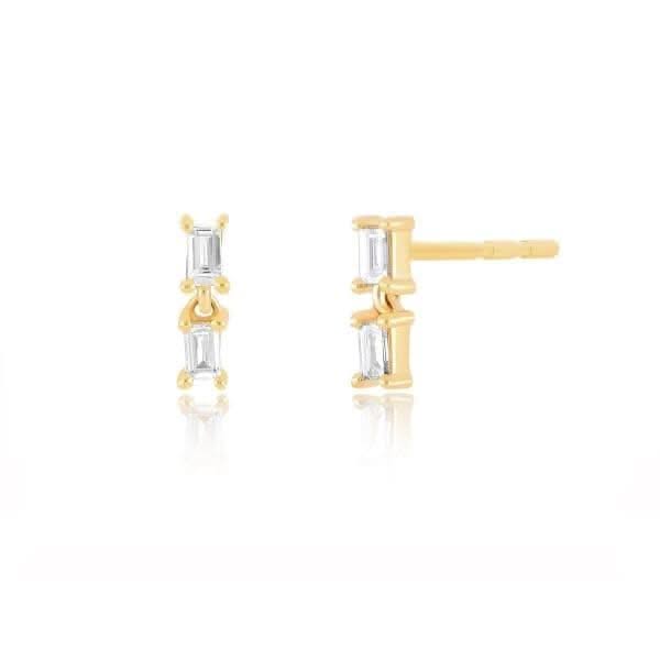 EF COLLECTION Baguette Dangle Stud Earrings