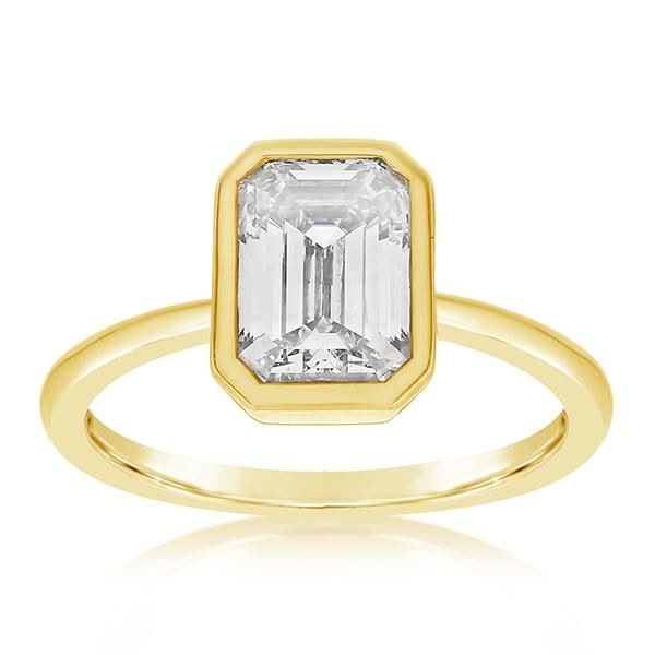 Bezel Set Emerald Cut Diamond Engagement Ring Setting