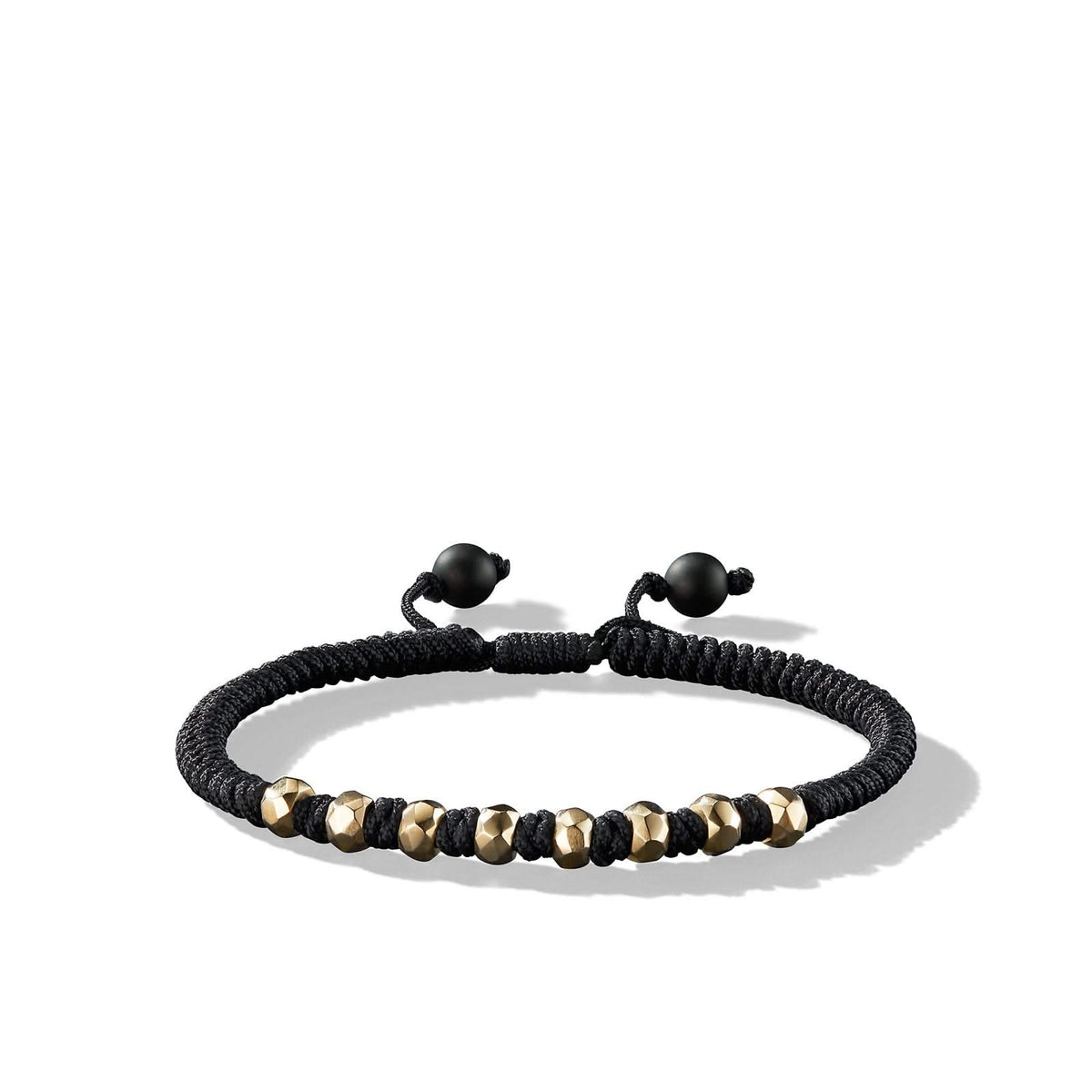 DAVID YURMAN Fortune Woven Bracelet in Black Nylon with Black Onyx and 18K Yellow Gold, 5.5mm