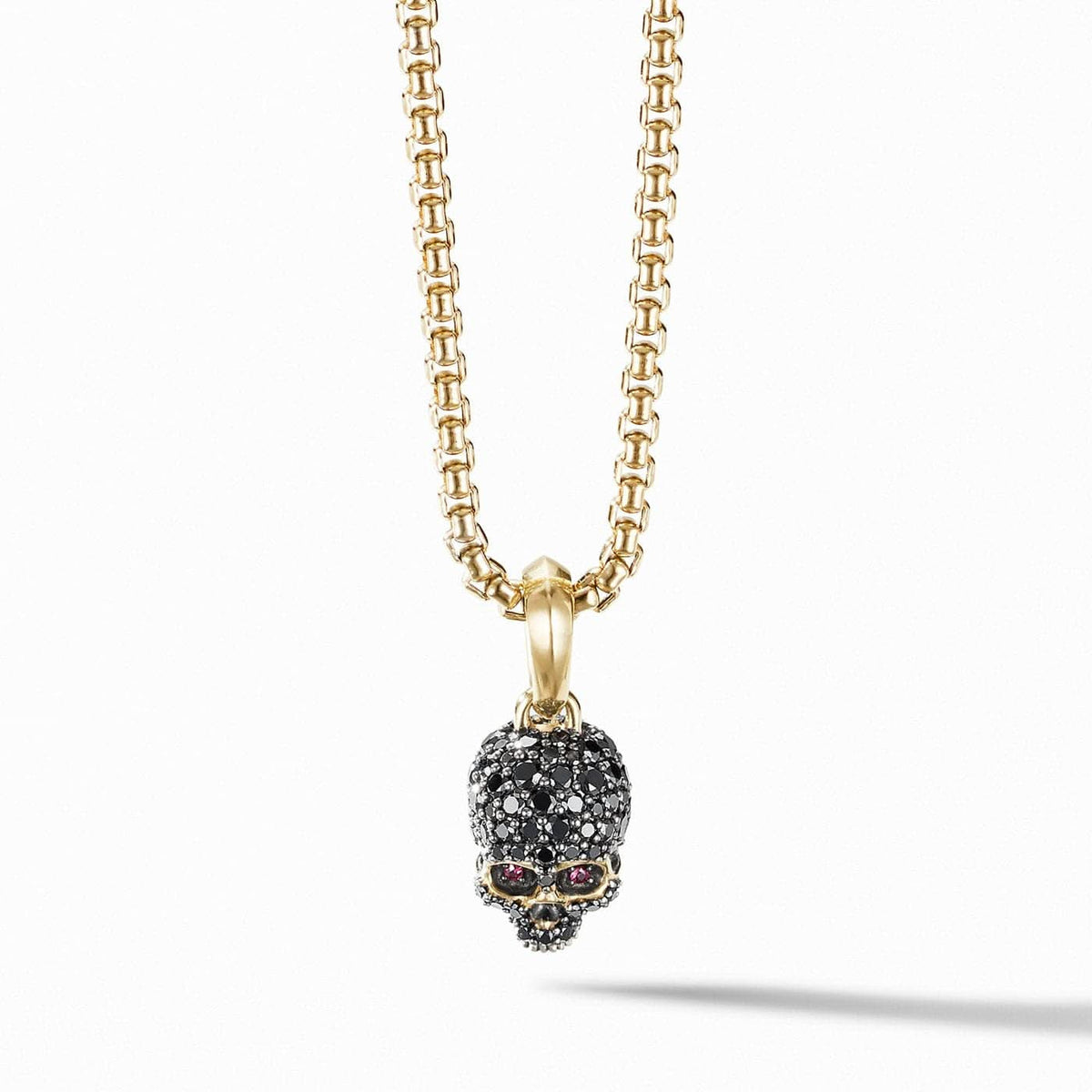 DAVID YURMAN Memento Mori Skull in Full Pavé Black Diamonds, Rubies and 18K Yellow Gold