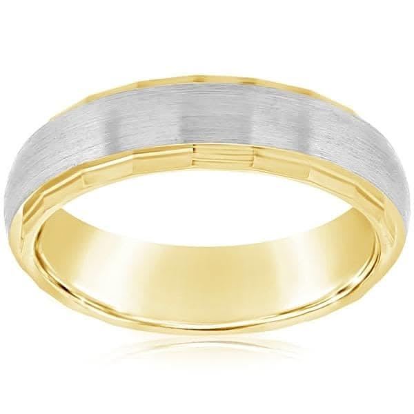Two Tone Brushed Wedding Band