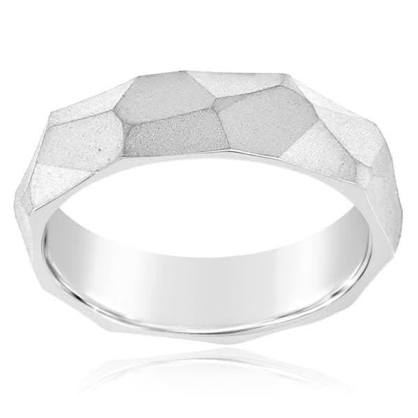 Asymmetrical Carved Edge Wedding Band