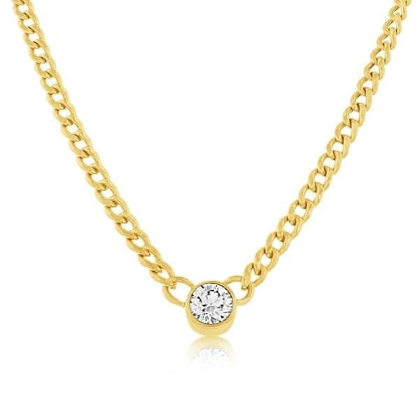 ZOE CHICCO Extra-Small Curb Chain Floating Diamond Necklace