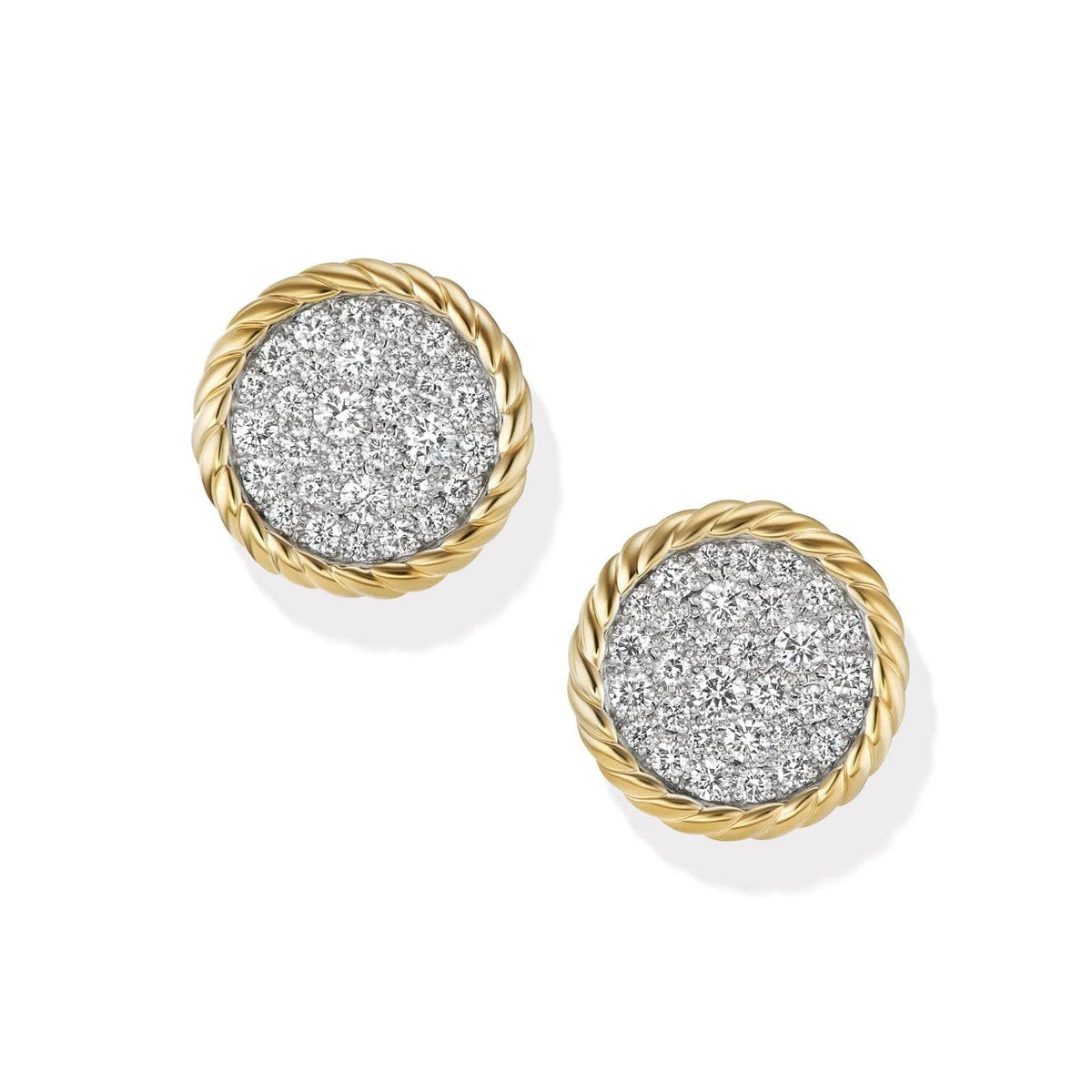 DAVID YURMAN DY Elements® Button Stud Earrings in 18K Yellow Gold with Pavé Diamonds