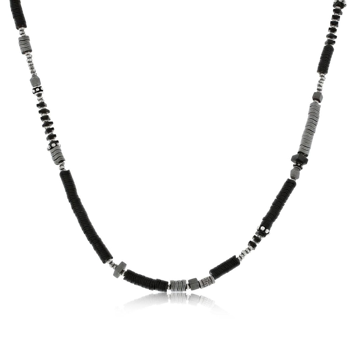 JILL DUZAN Heishi Cut Hematite Necklace