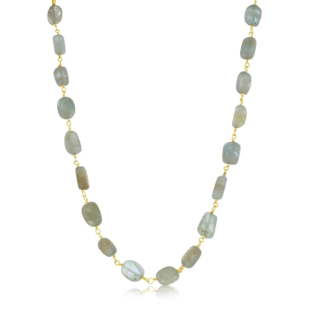 JILL DUZAN 17" Aquamarine, Hematite & Labradorite Stone Necklace