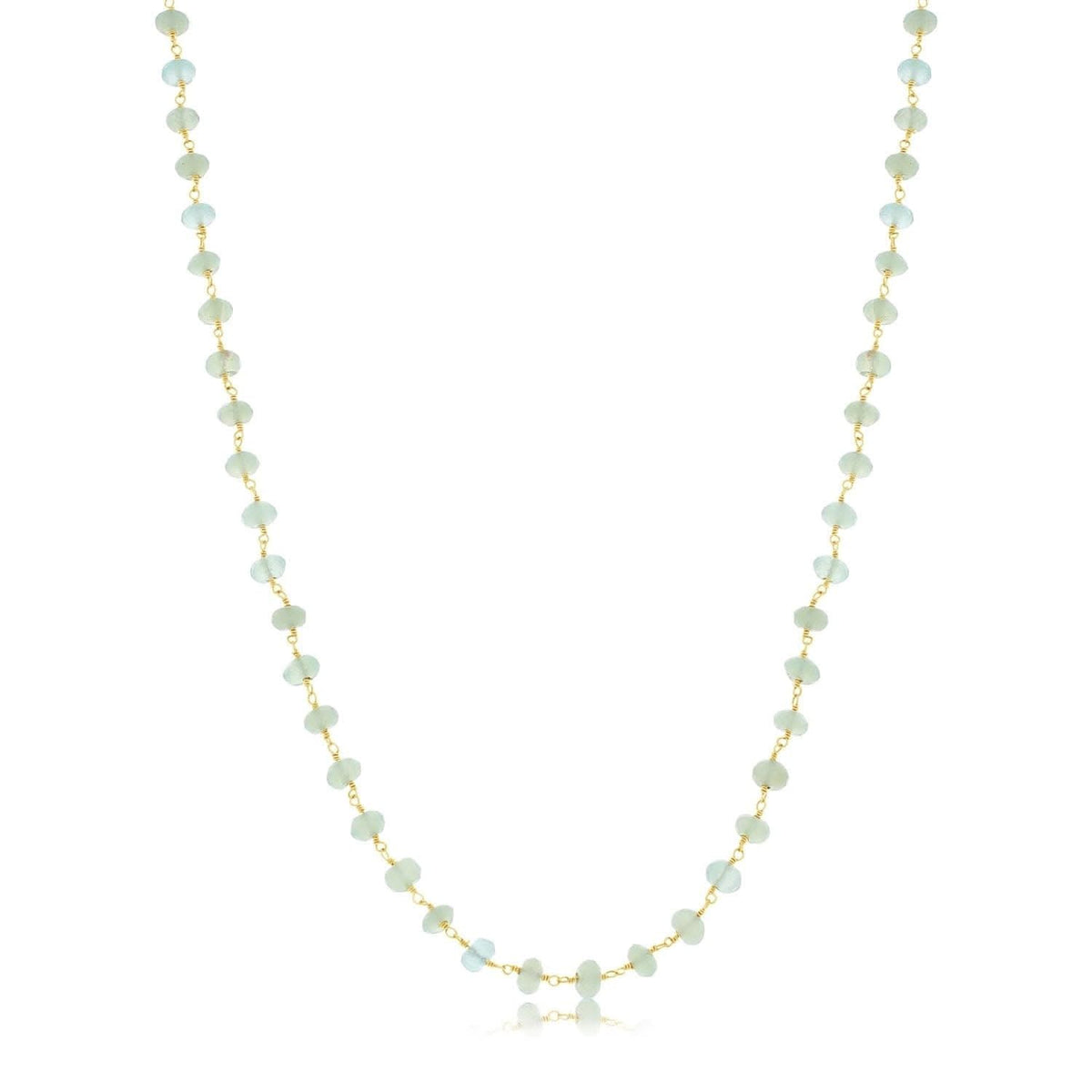 JILL DUZAN 42" Handtied Aquamarine Necklace with Sea Glass