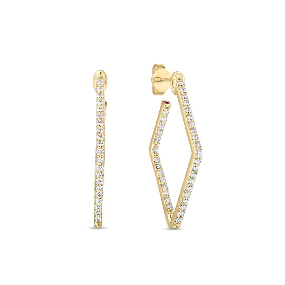 ROBERTO COIN Medium Square Shape Diamond Hoops