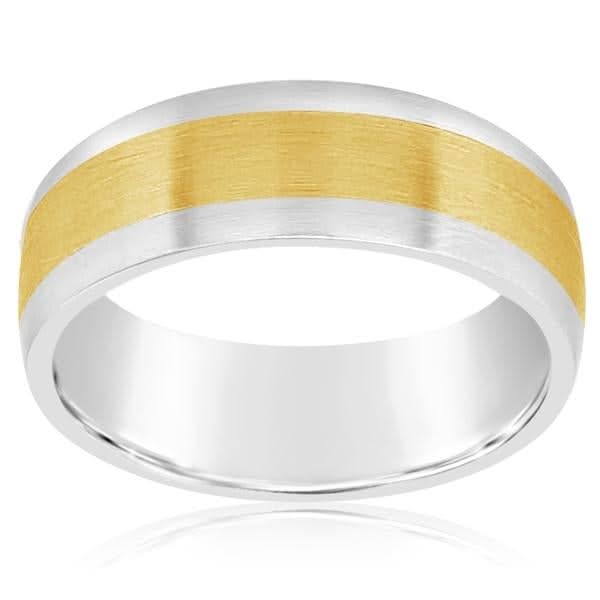 Two Tone Striped Wedding Band