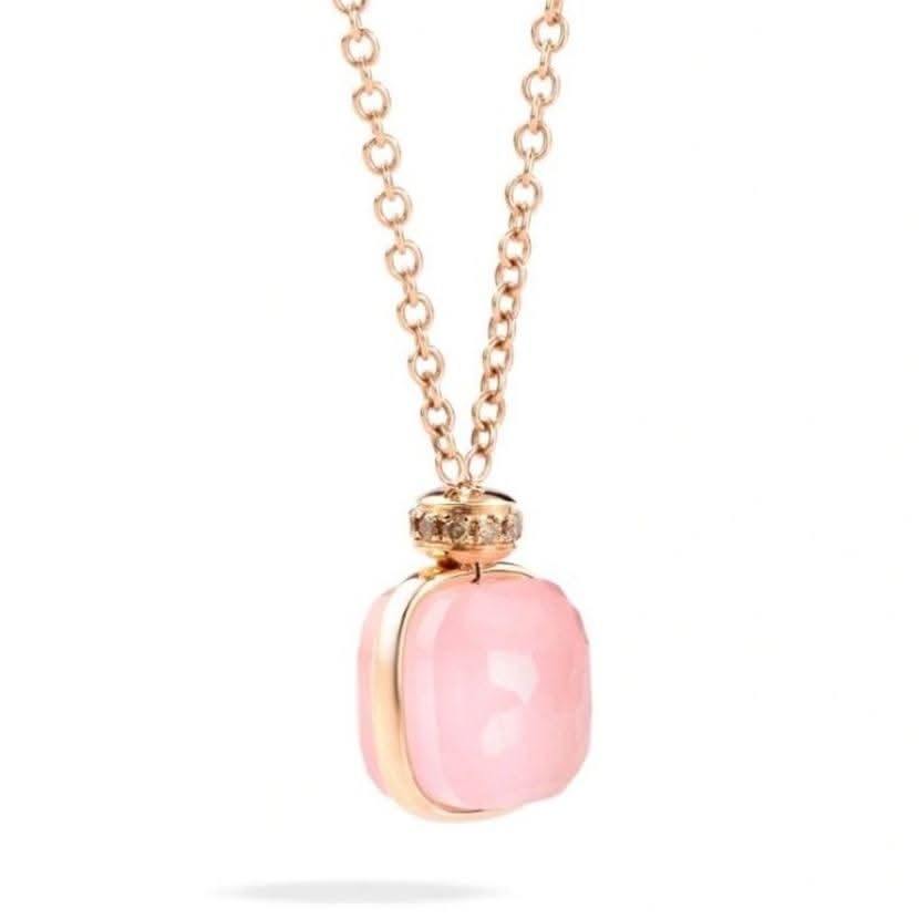 POMELLATO Nudo Classic Rose Quartz Doublet & Brown Diamond Pendant