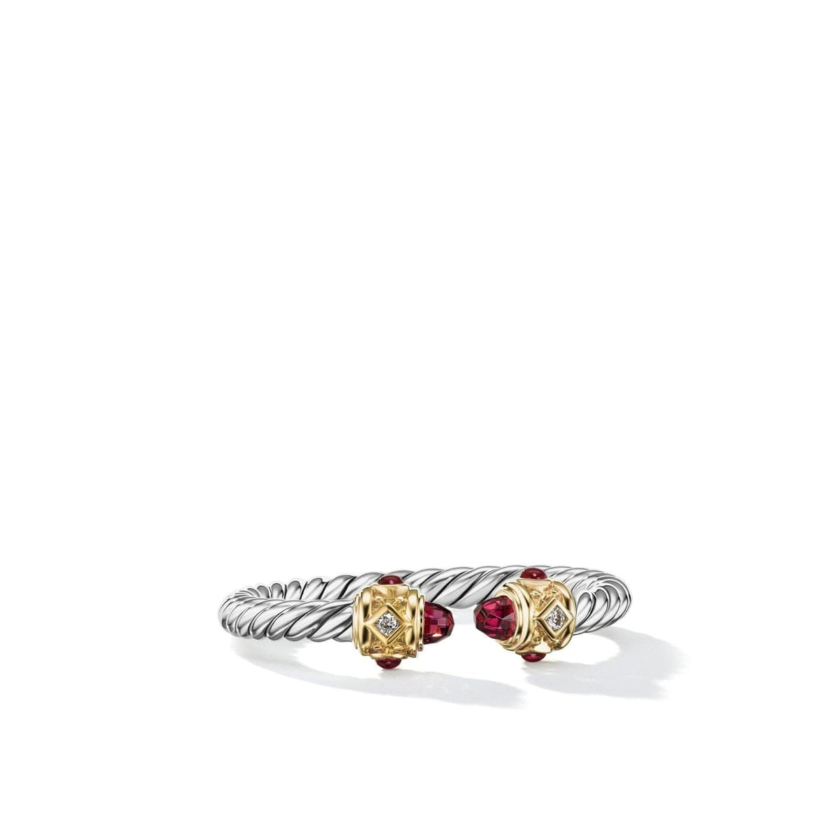 DAVID YURMAN Renaissance Ring in Sterling Silver with 14K Yellow Gold, Rhodolite Garnet and Diamonds, 2.3mm