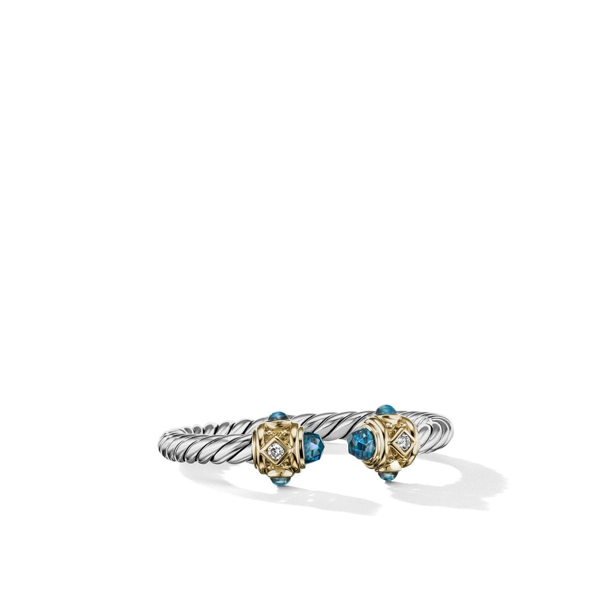 DAVID YURMAN Renaissance Ring in Sterling Silver with 14K Yellow Gold, Hampton Blue Topaz and Diamonds, 2.3mm