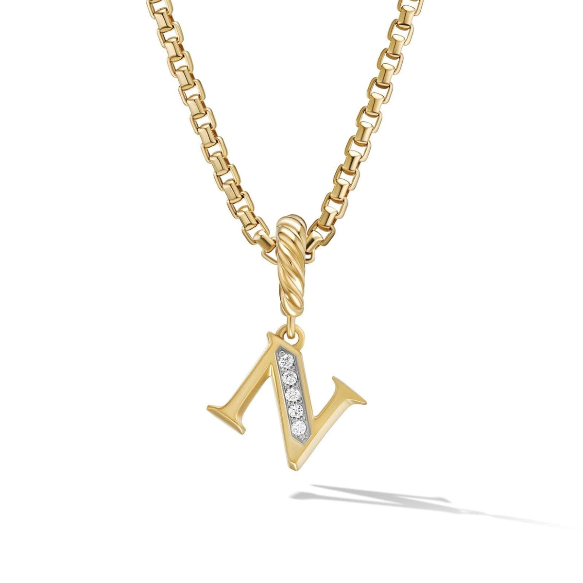 DAVID YURMAN Pavé Initial Pendant in 18K Yellow Gold with Diamond N