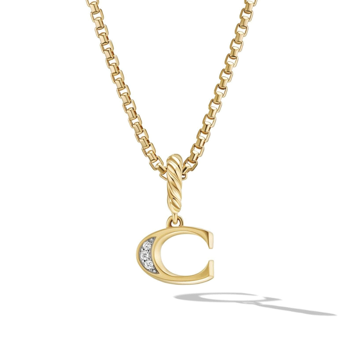 DAVID YURMAN Pavé Initial Pendant in 18K Yellow Gold with Diamond C