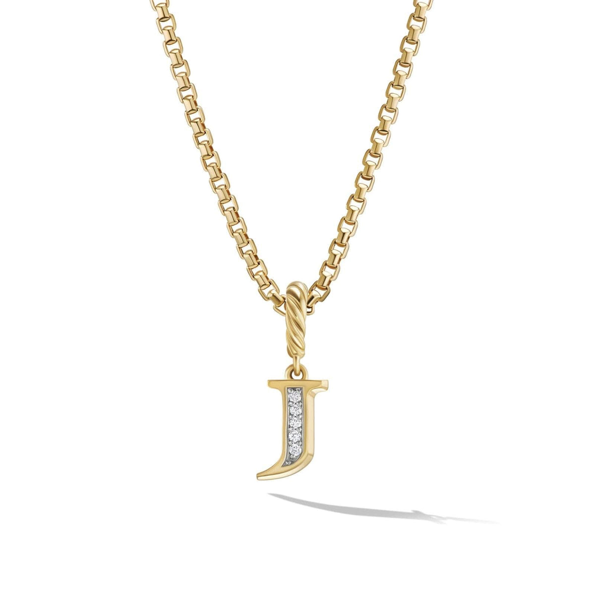DAVID YURMAN Pavé Initial Pendant in 18K Yellow Gold with Diamond J