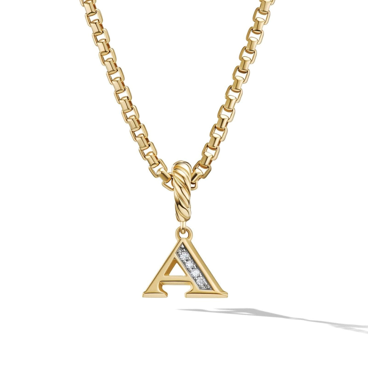 DAVID YURMAN Pavé Initial Pendant in 18K Yellow Gold with Diamond A