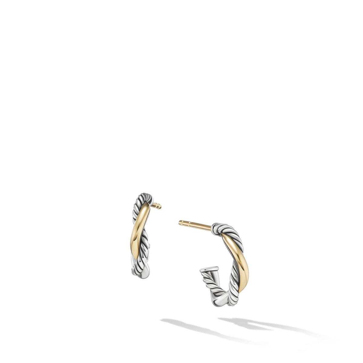 DAVID YURMAN Petite Infinity Huggie Hoop Earrings in Sterling Silver with 14K Yellow Gold, 3mm