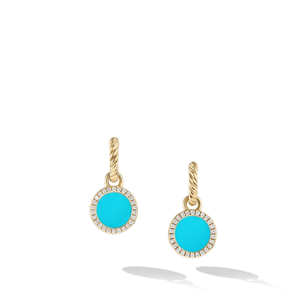 DAVID YURMAN Petite DY Elements® Drop Earrings in 18K Yellow Gold with Turquoise and Diamonds, 22.6mm