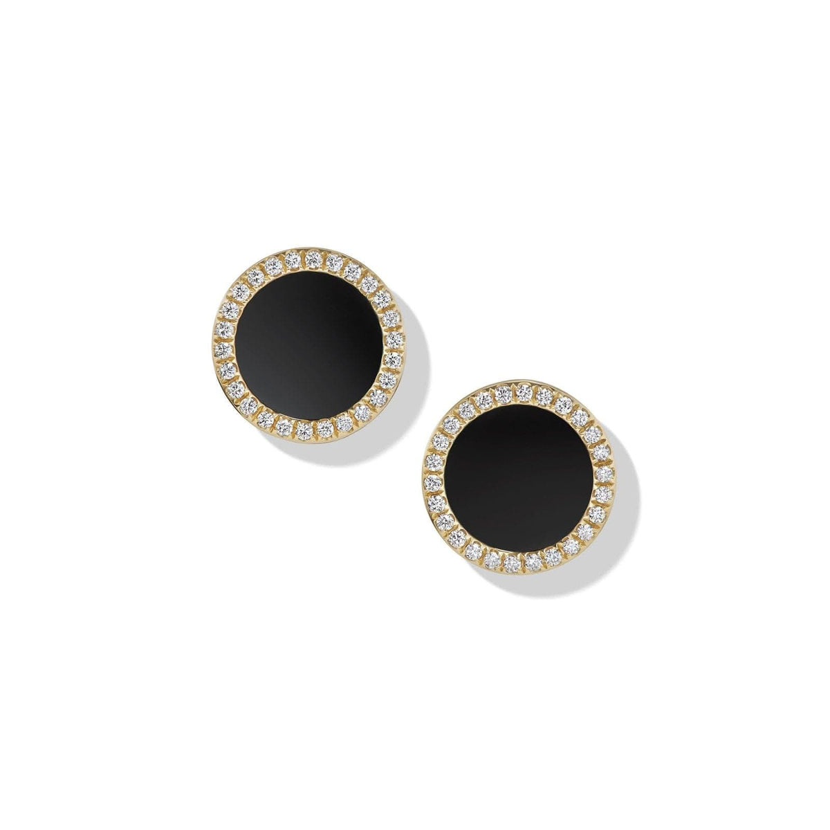 DAVID YURMAN Petite DY Elements® Stud Earrings in 18K Yellow Gold with Black Onyx and Diamonds, 11mm