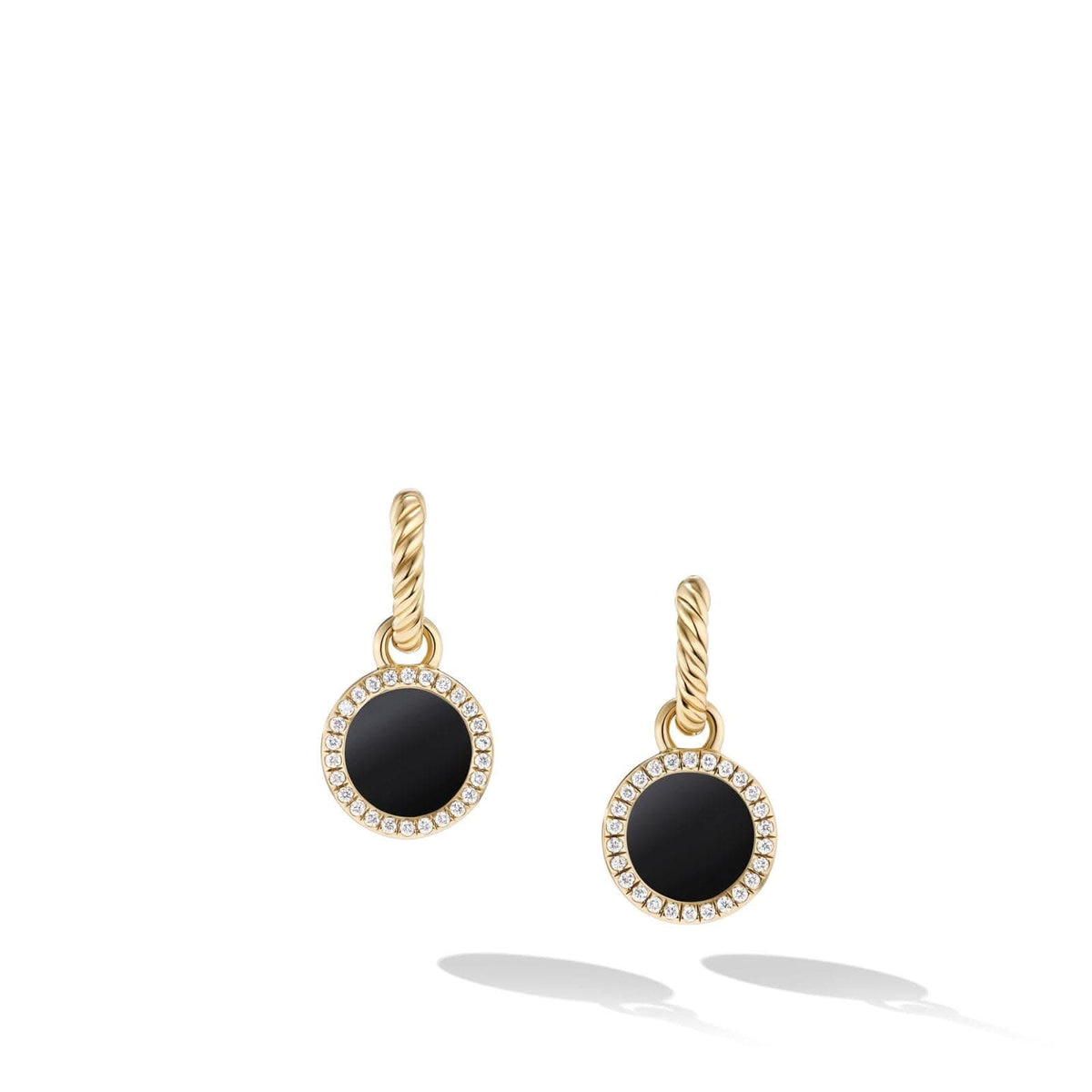 DAVID YURMAN Petite DY Elements® Drop Earrings in 18K Yellow Gold with Black Onyx and Diamonds, 22.6mm