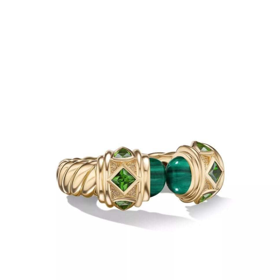 DAVID YURMAN Renaissance® Ring in 18K Yellow Gold with Malachite and Tsavorites, 6.5mm