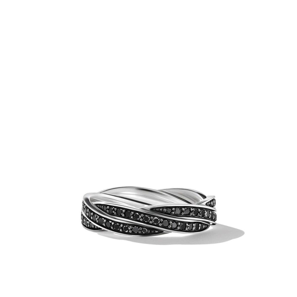 DAVID YURMAN DY Helios™ Band Ring in Sterling Silver with Black Diamonds, 6mm