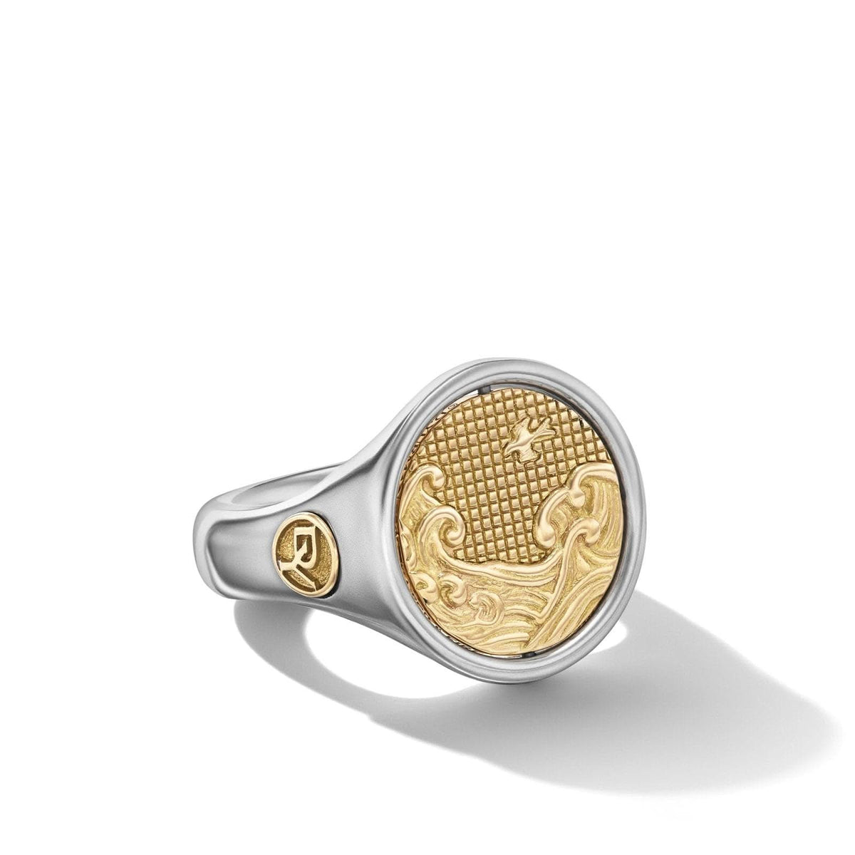 DAVID YURMAN Water and Fire Duality Signet Ring in Sterling Silver with 18K Yellow Gold, 20mm