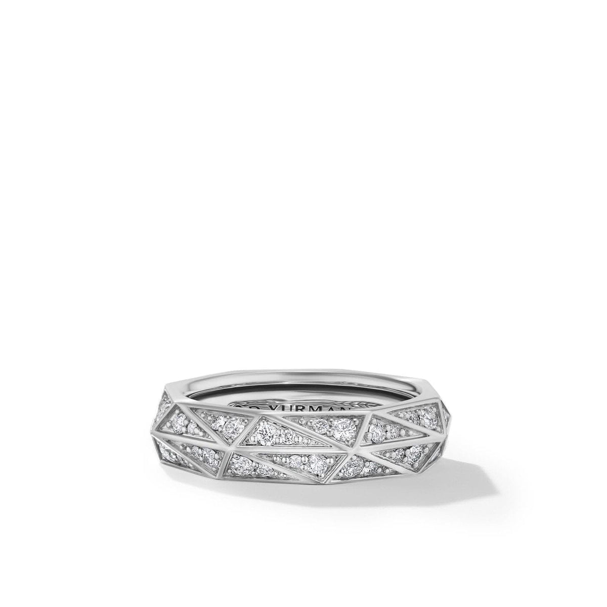 DAVID YURMAN Torqued Faceted Band Ring in Sterling Silver with Diamonds, 6mm
