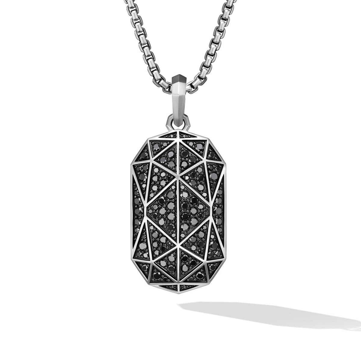 DAVID YURMAN Torqued Faceted Amulet in Sterling Silver with Black Diamonds, 37mm