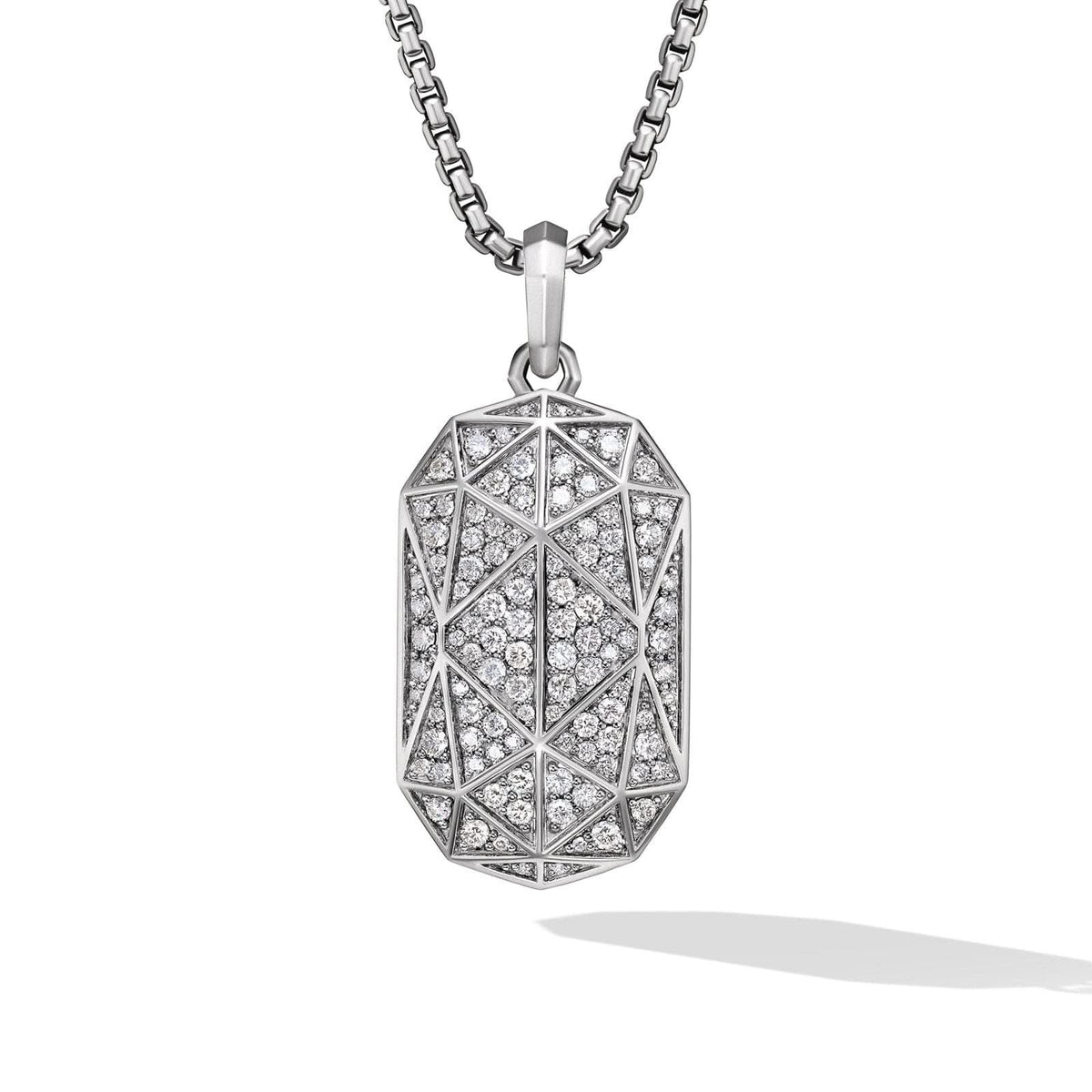 DAVID YURMAN Torqued Faceted Amulet in Sterling Silver with Diamonds, 37mm