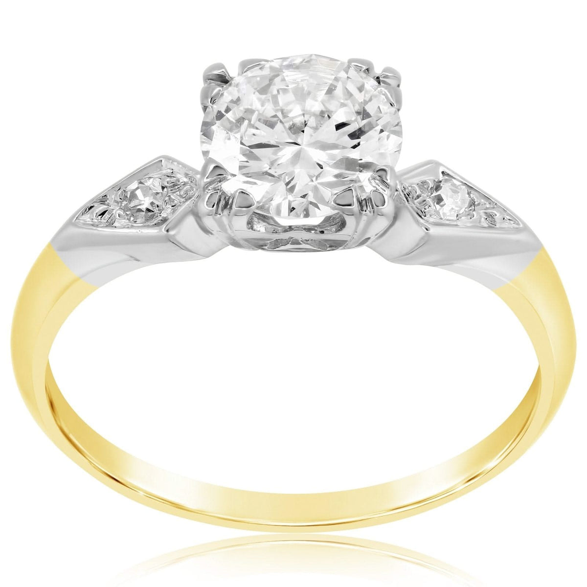 Estate Two Tone 1.20 Carat Diamond Engagement Ring