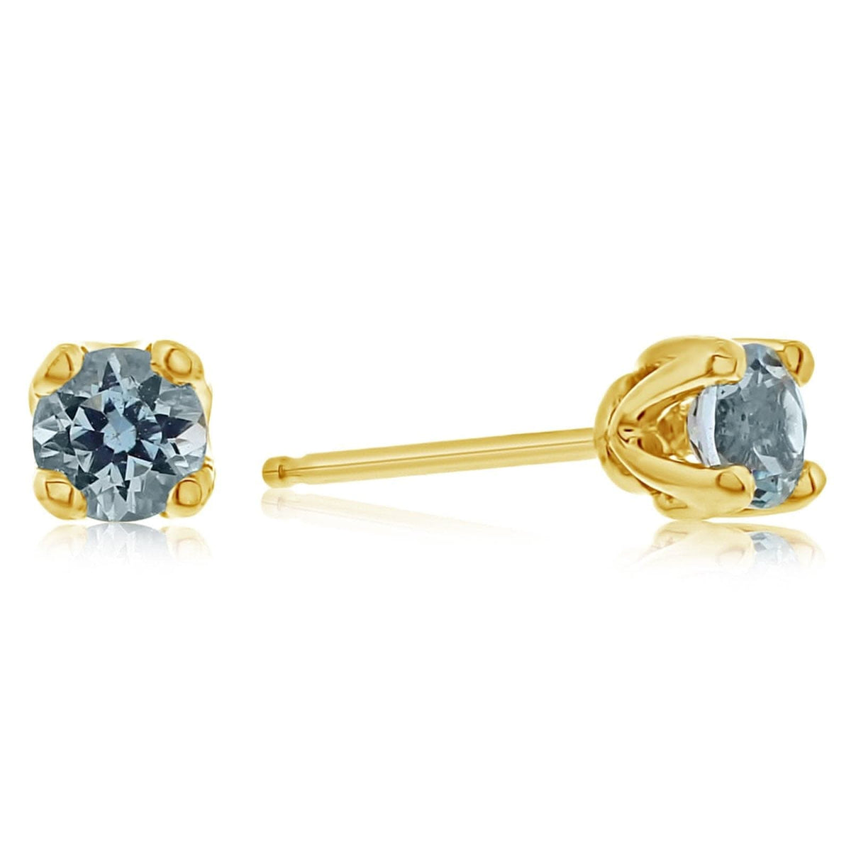 Yellow Gold Aquamarine Studs