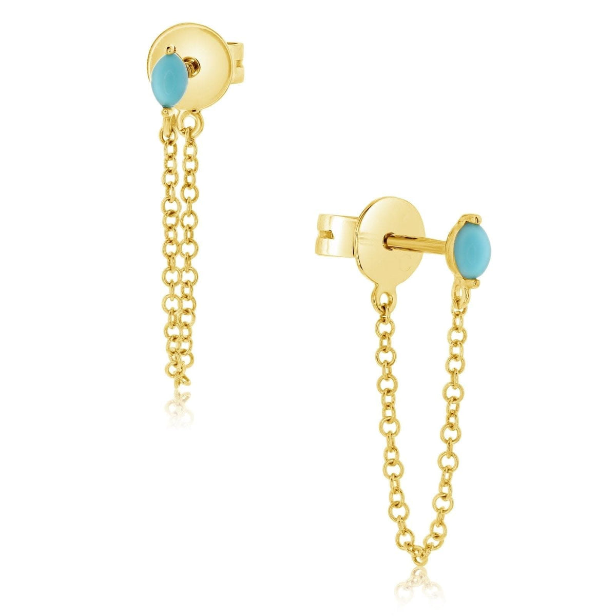EF COLLECTION Turquoise Chain Stud Earrings
