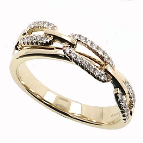 Diamond Chain & Band Crossover Ring