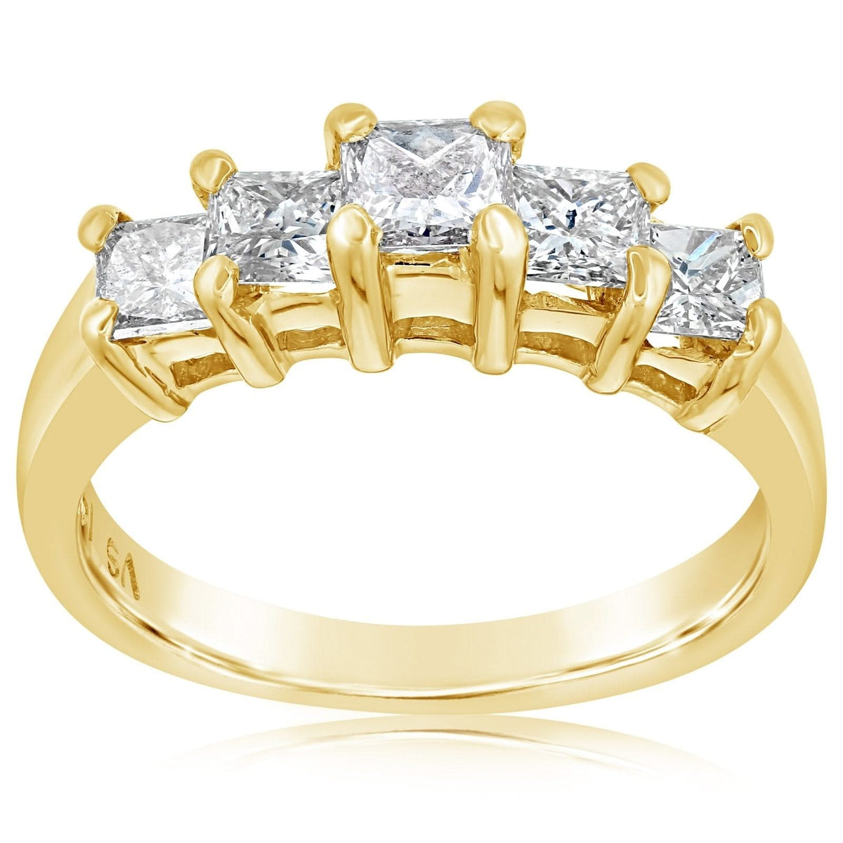 Estate Five Stone Princess Cut Diamond Ring