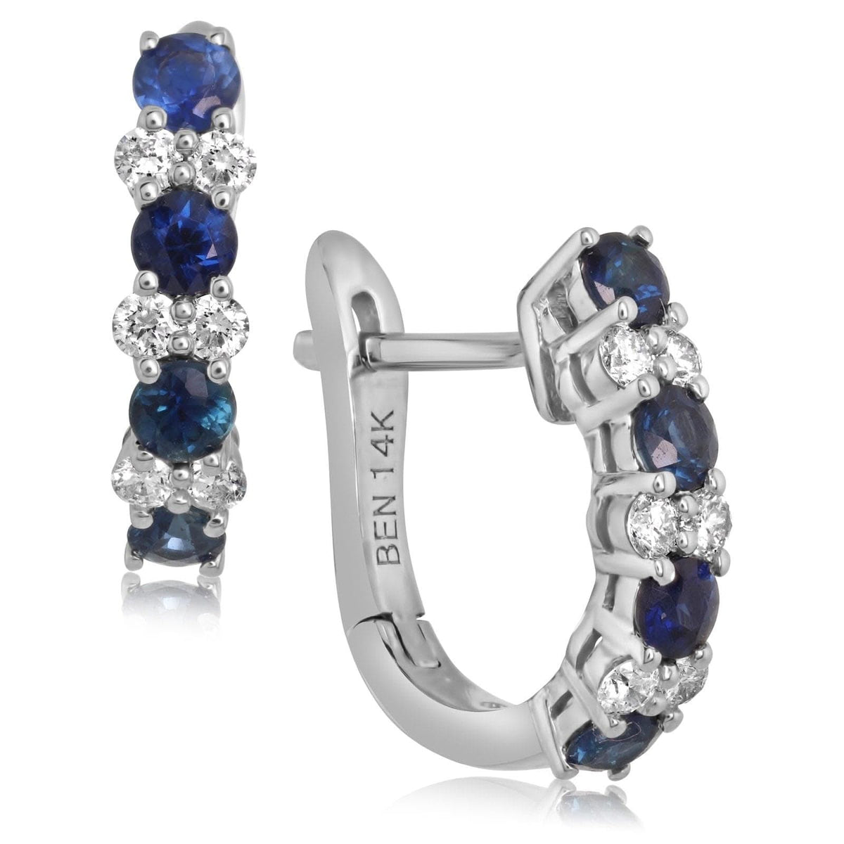 Sapphire & Diamond Huggie Hoops