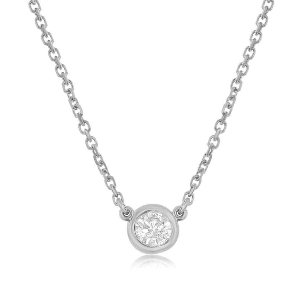 Round Bezel Set Solitaire Diamond Necklace
