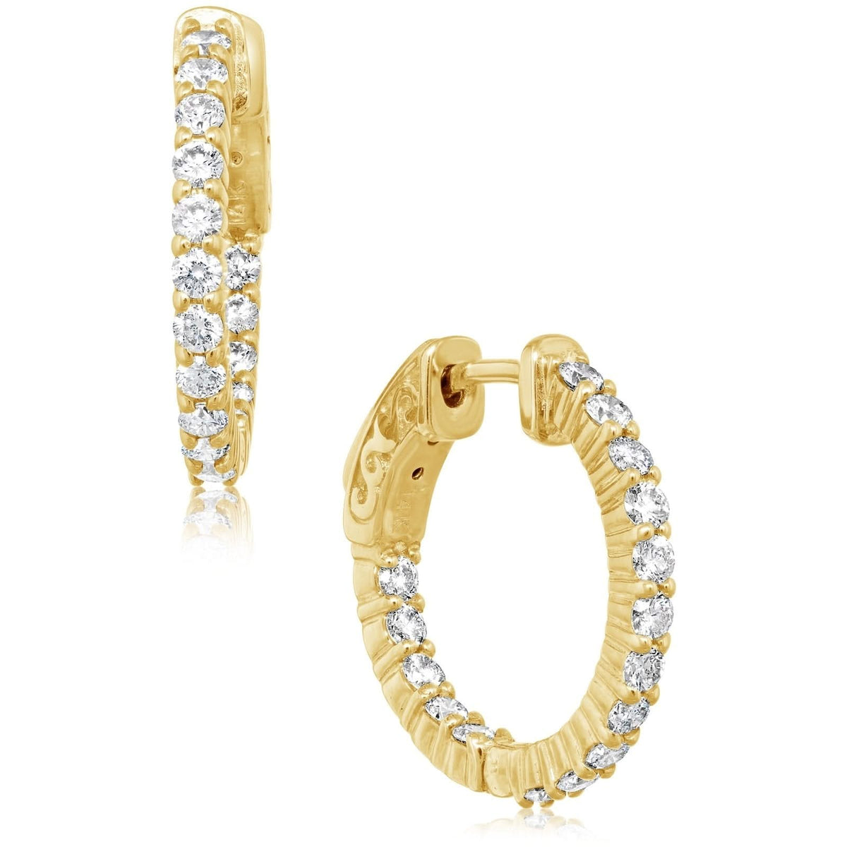 1 Carat Diamond Inside Outside Hoop Earrings