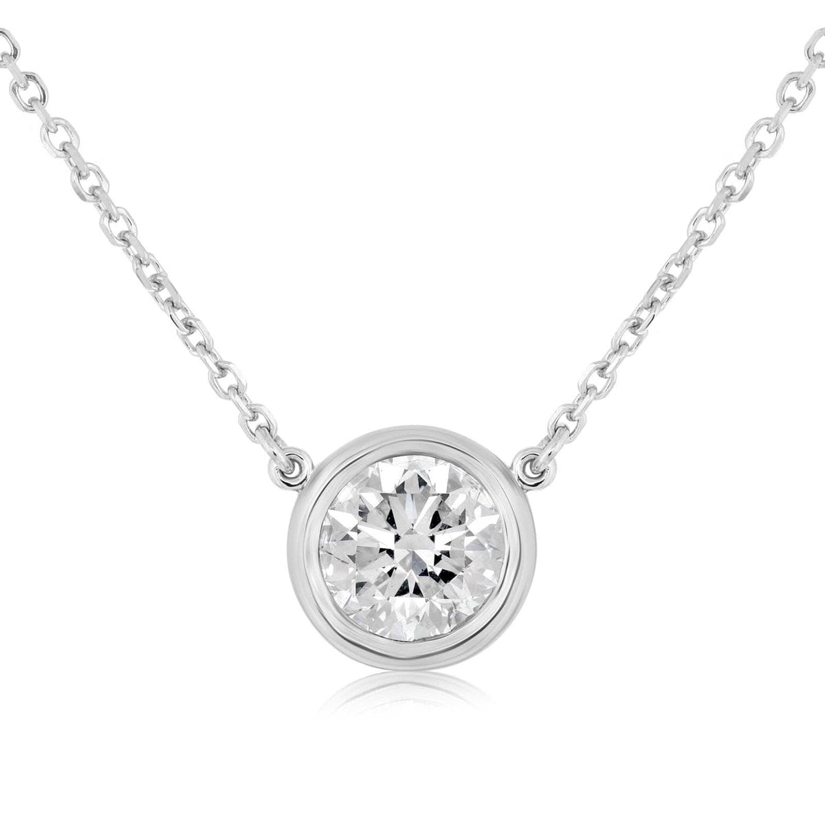 1 Carat Bezel Set Solitaire Diamond Necklace