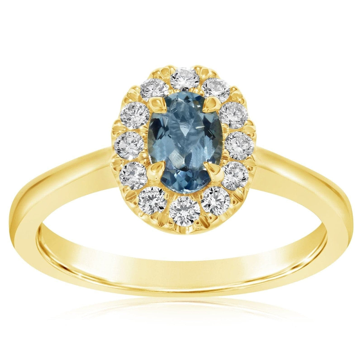 Aquamarine & Halo Diamond Ring