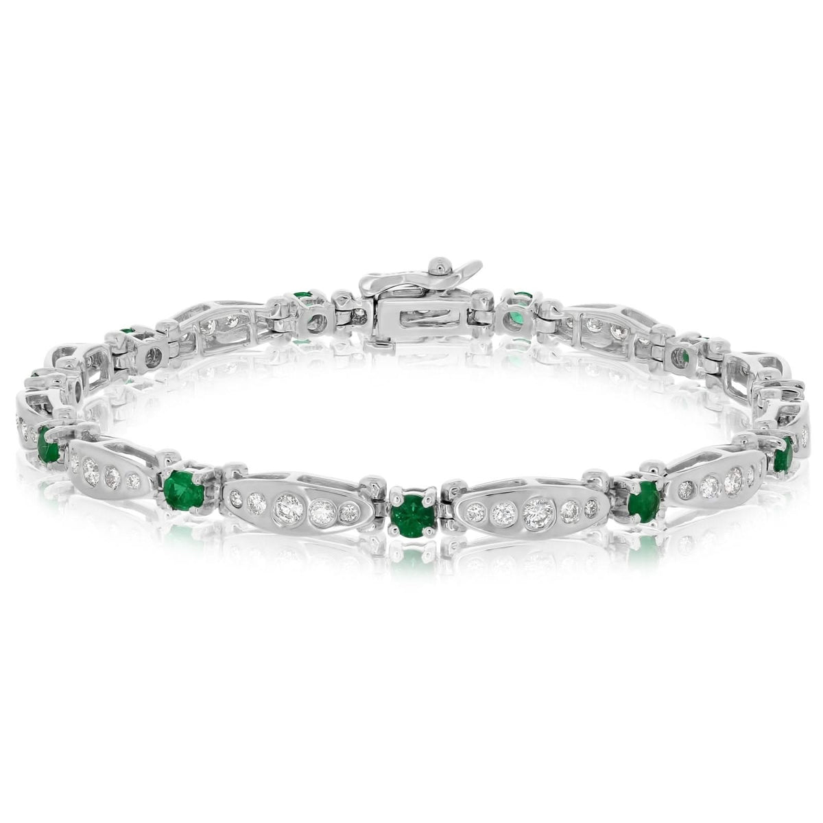 Emerald & Flush Set Diamond Bracelet