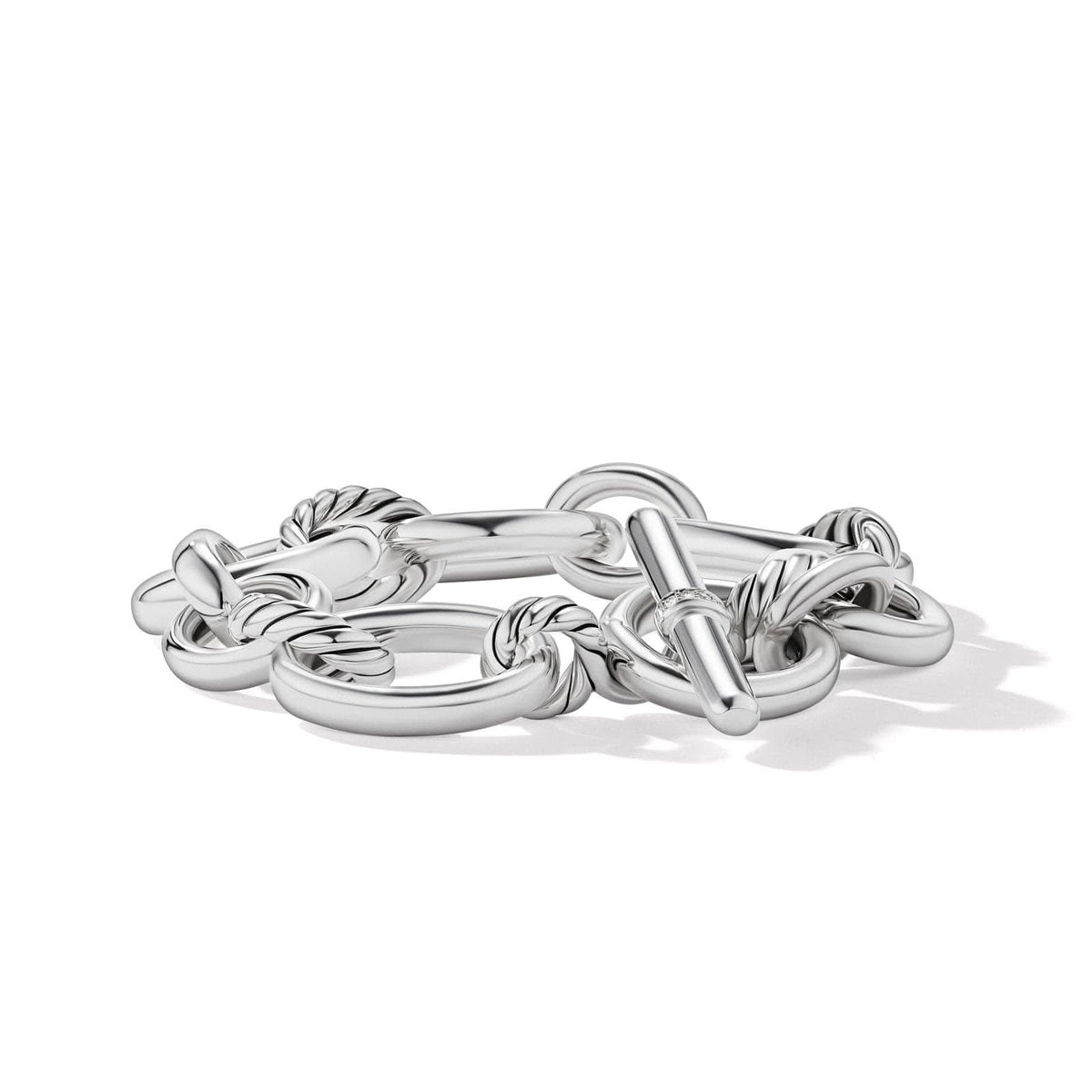 DAVID YURMAN DY Mercer™ Chain Bracelet in Sterling Silver with Diamonds, 25mm