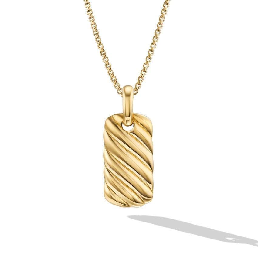DAVID YURMAN Petite Sculpted Cable Tag in 18K Yellow Gold, 24mm