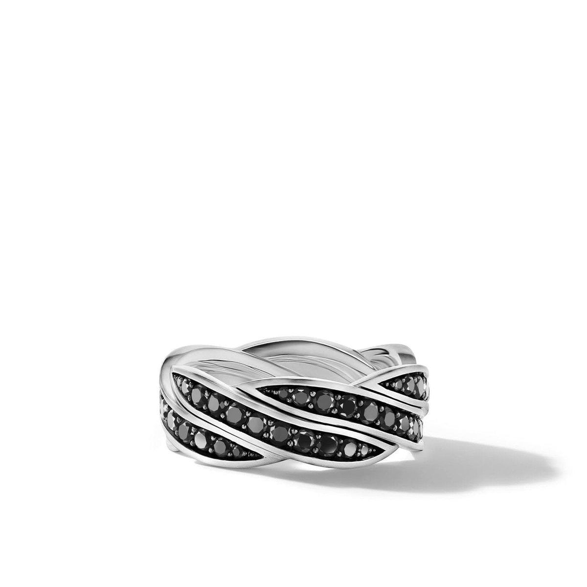 DAVID YURMAN DY Helios™ Band Ring in Sterling Silver with Black Diamonds, 9mm
