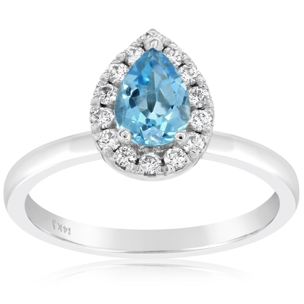 Pear Cut Blue Topaz & Diamond Ring