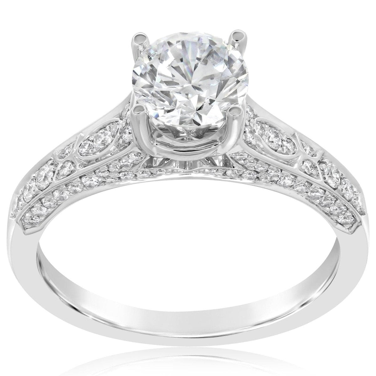 Intricate Round Diamond Engagement Ring Setting