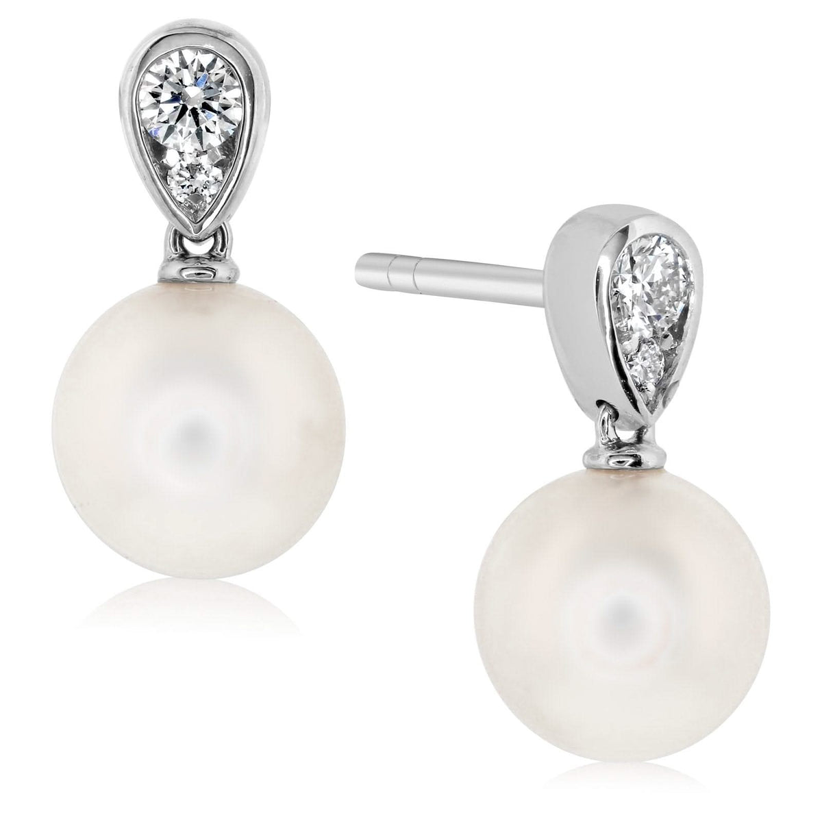 MIKIMOTO Akoya Pearl & Diamond Stud Earrings