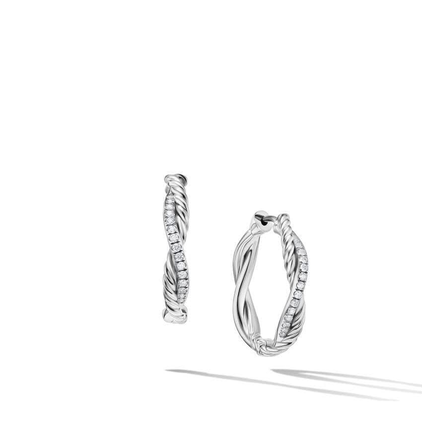 DAVID YURMAN Petite Infinity Hoop Earrings in Sterling Silver with Diamonds, 17.3mm