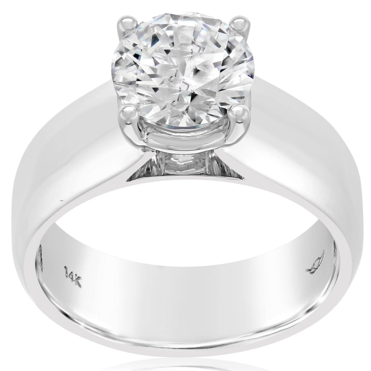 Round Solitaire Wide Shank Engagement Ring Setting